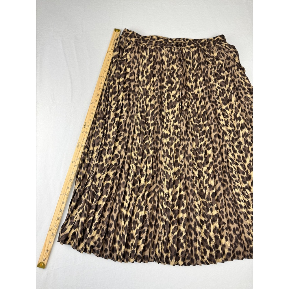Banana Republic Leopard Print Pleated Midi Skirt Brown Tan Animal Print Large - Picture 3 of 8